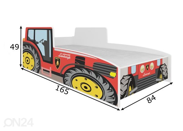Lasten sänky Traktori 80x160 cm mitat