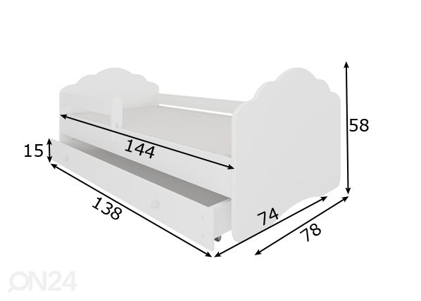 Lastensänky Carry 70x140 cm mitat