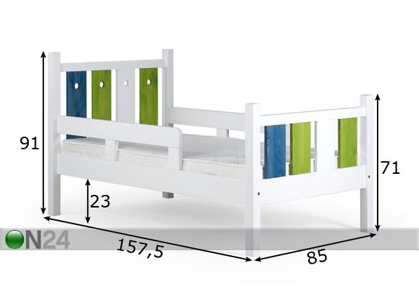 Lastensänky JUNIOR, mänty 75x150 cm mitat