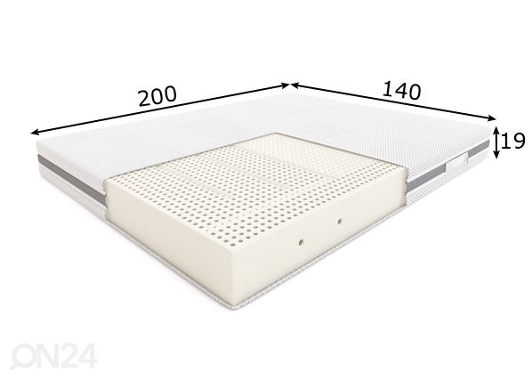 Lateksipatja Hilding Melody Hybrid 140x200 cm mitat