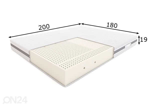 Lateksipatja Hilding Melody Hybrid 180x200 cm mitat