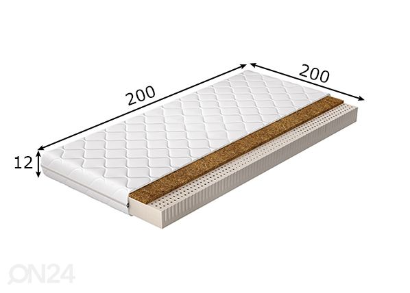 Lateksipatja Marionel 200x200 cm mitat