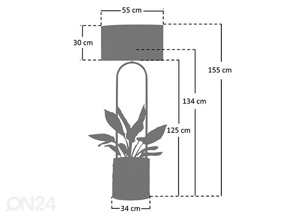 Lattiavalaisin 153 cm, akaasia mitat