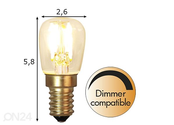 LED-koristelamppu E14 (1,4W) mitat