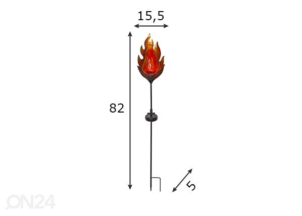 LED-koristevalaisin aurinkokennolla Melilla Flame mitat