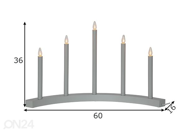 LED-kynttelikkö Accent, harmaa mitat