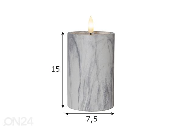 LED-kynttilä Flamme Marble mitat