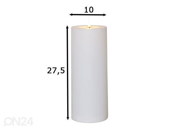 LED kynttilä Flamme Rak valkoinen h27,5 cm mitat