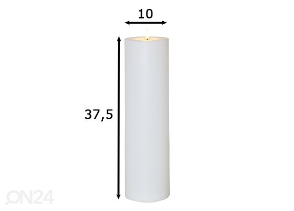 LED kynttilä Flamme Rak valkoinen h37,5 cm mitat