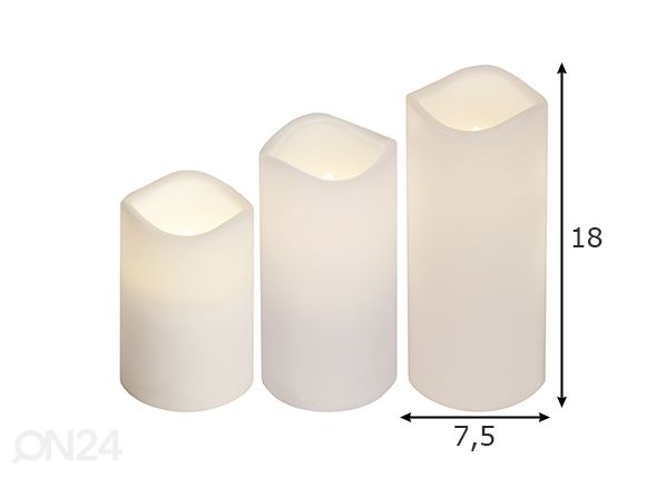 LED-kynttilät Paul, 3 kpl mitat