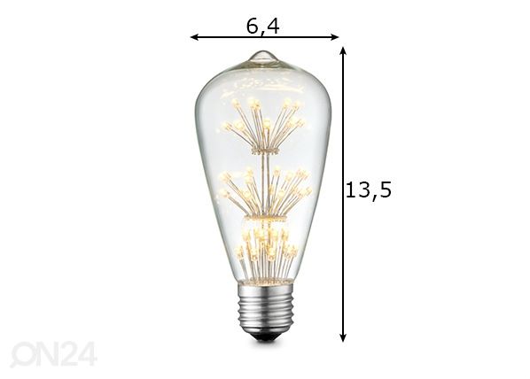 LED-lamppu Crystal, E27, 1,5W mitat