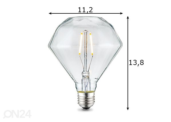 LED-lamppu Diamond, E27, 2W mitat