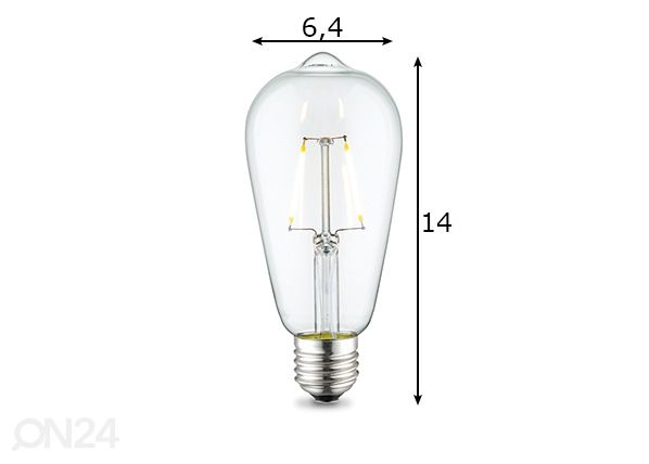 LED lamppu Drop, E27, 2W mitat