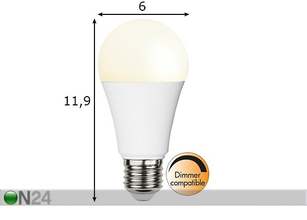 LED lamppu E27 9,5 W mitat