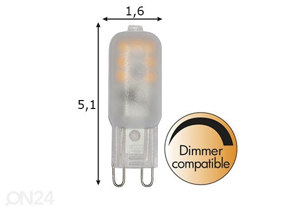 LED-lamppu G9, 1,5W mitat