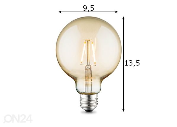 LED lamppu Globe, E27, 2W mitat
