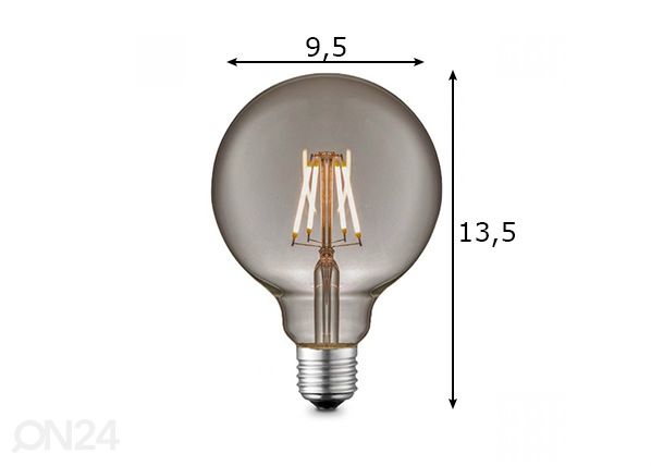 LED lamppu Globe, E27, 6W mitat