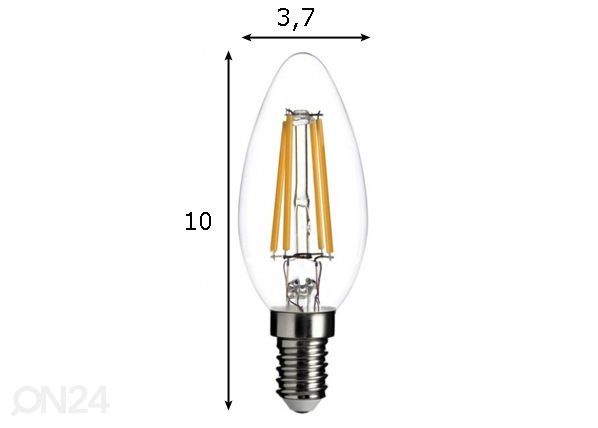 LED lamppu hehkulangalla E14 4 W 3 kpl mitat