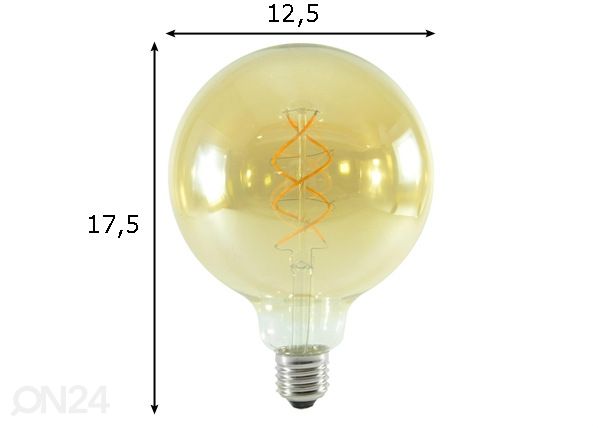 LED lamppu hehkulangalla E27 5 W mitat