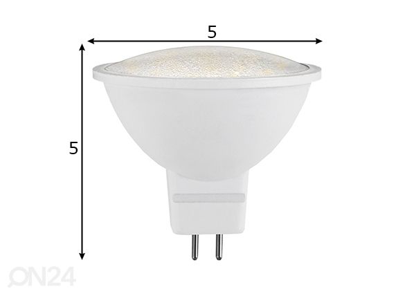 LED -lamppu kohdevaloon GU5,3 3,3 W mitat