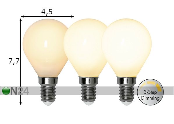 LED sähkölamppu E14 4 W mitat