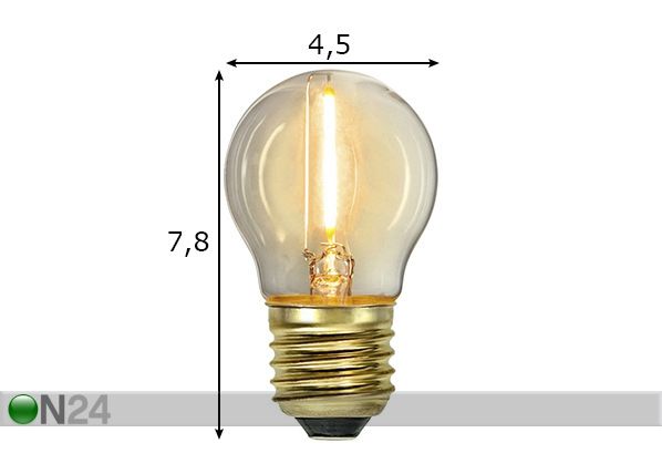 LED sähkölamppu E27 0,8 W mitat