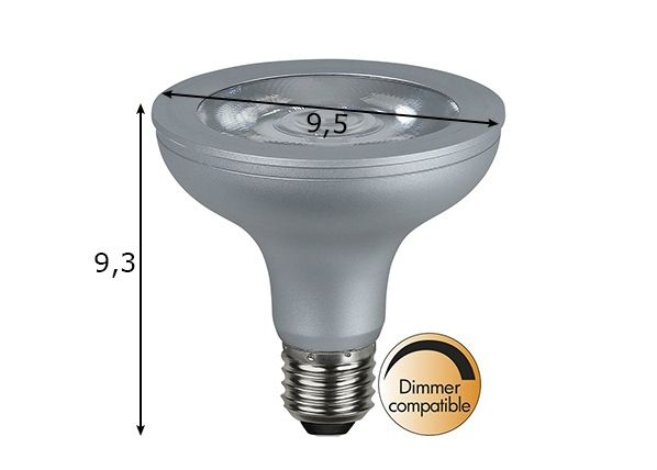 LED sähkölamppu E27 10 W mitat