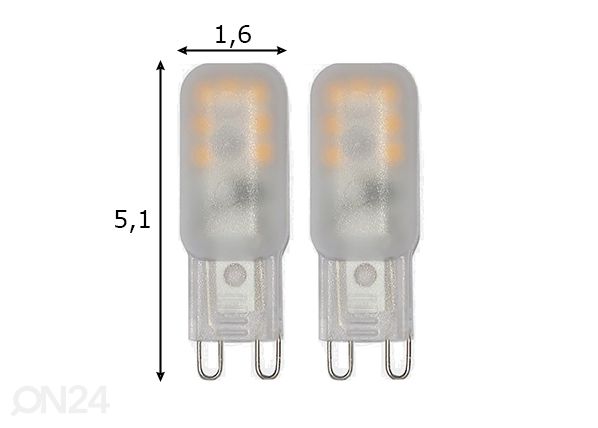 LED-sähkölamput 2 kpl G9, 1.5W mitat