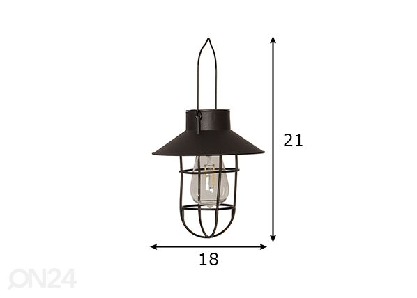 LED ulkovalaisin aurinkokennolla Cage mitat