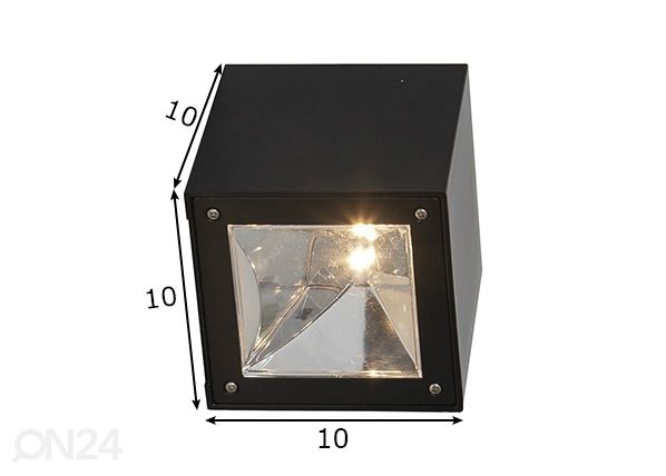 LED ulkovalaisin aurinkokennolla Cube mitat