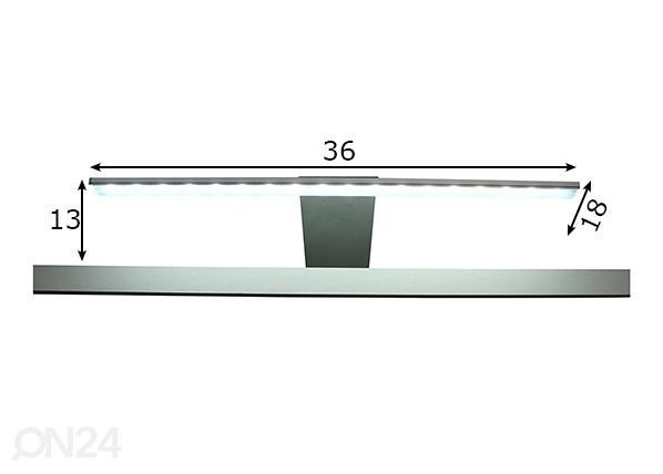 LED valaisin 36 cm mitat