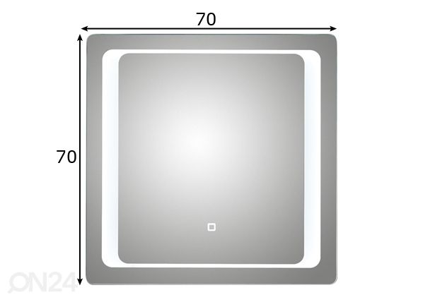 LED valopeili 21, 70x70 cm mitat