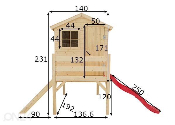 Leikkimökki Viki 120 cm mitat