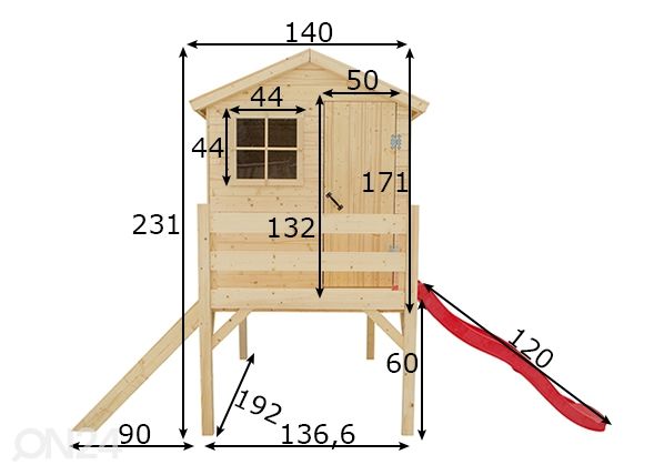 Leikkimökki Viki 60 cm mitat