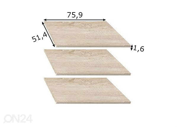 Leveät irtohyllyt vaatekaappiin 118,5 cm mitat