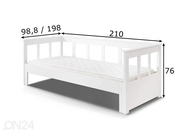 Levitettävä sänky Pino 90/180x200 cm mitat