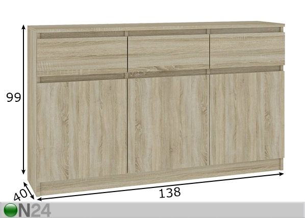 Lipasto 138 cm mitat