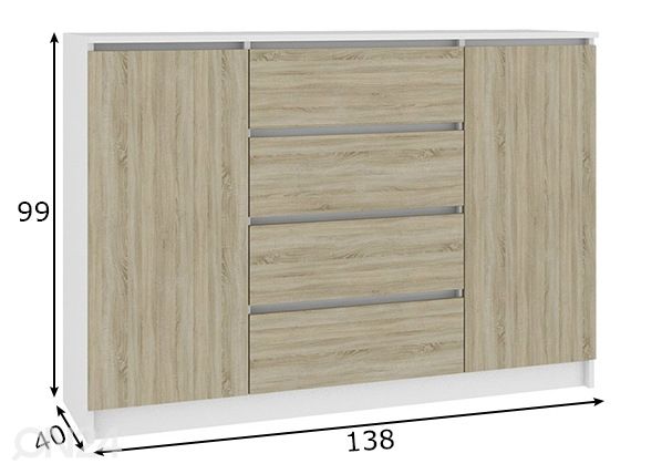 Lipasto 138 cm mitat