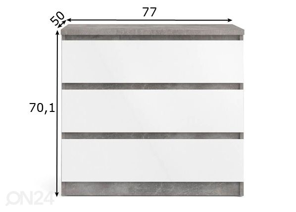 Lipasto Naia valkoinen/ betoniharmaa mitat