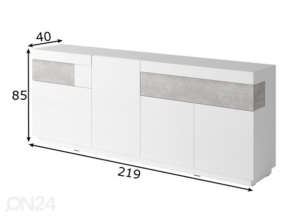 Lipasto, valkoinen/ betoni mitat