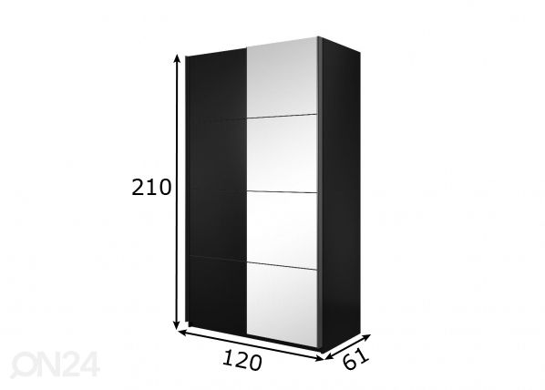 Liukuovikaappi 120 cm mitat