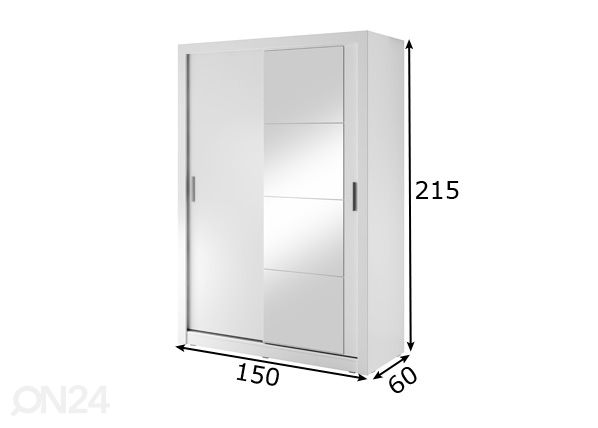 Liukuovikaappi 150 cm mitat