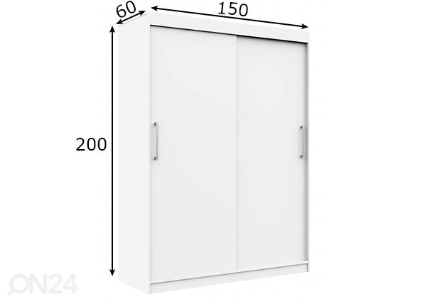 Liukuovikaappi 150 cm mitat