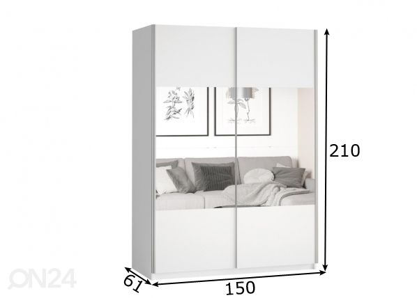 Liukuovikaappi 150 cm mitat