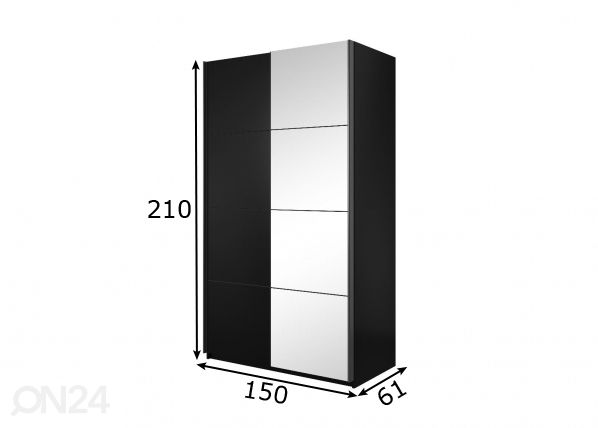 Liukuovikaappi 150 cm mitat