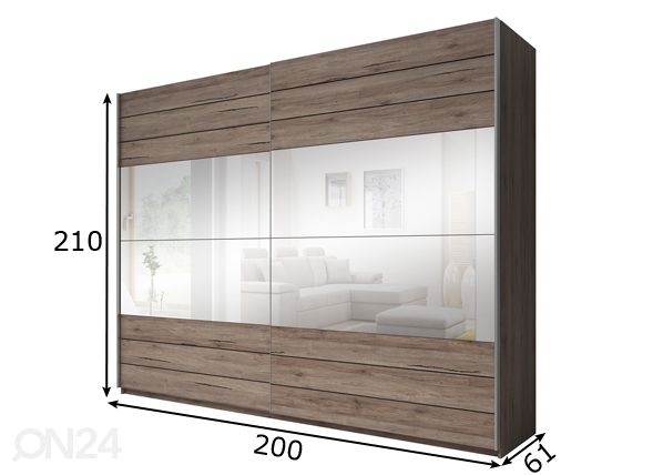 Liukuovikaappi 200 cm mitat