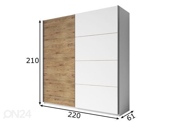 Liukuovikaappi 220 cm mitat