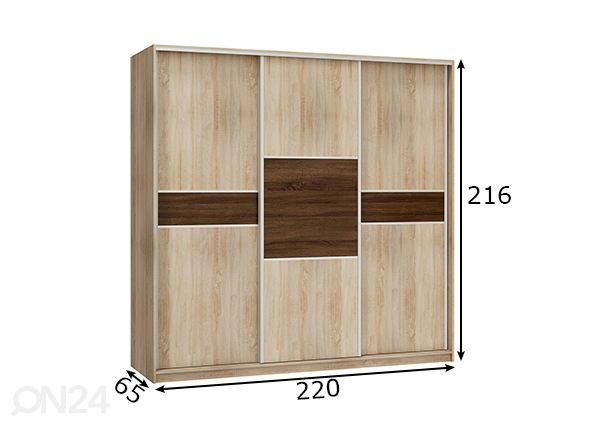 Liukuovikaappi 220 cm mitat