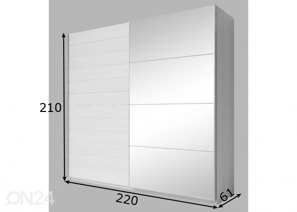 Liukuovikaappi 220 cm mitat