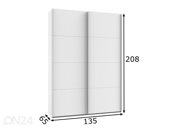 Liukuovikaappi Aalst 135 cm mitat